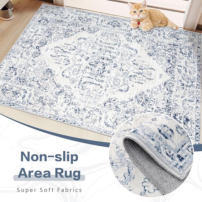 9x12 Area Rugs for Living Room: Washable Rug Vintage Large Rugs Soft Non Slip - Image 7