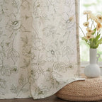 jinchan Floral Linen Curtains for Living Room 63 Inch Length Green Flower - Image 7