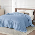 Bedsure GentleSoft Fleece Bed Blankets Queen Size Light Blue - Image 2
