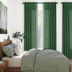 Nanspring Green Boho Curtains for Bedroom Back Tab Rod Pocket Semi Sheer Linen - Image 7