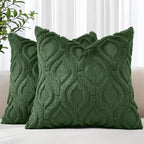 decorUhome Throw Pillow Covers 22x22 Inch Set of 2, Soft Plush Faux Wool Forest by decorUhome