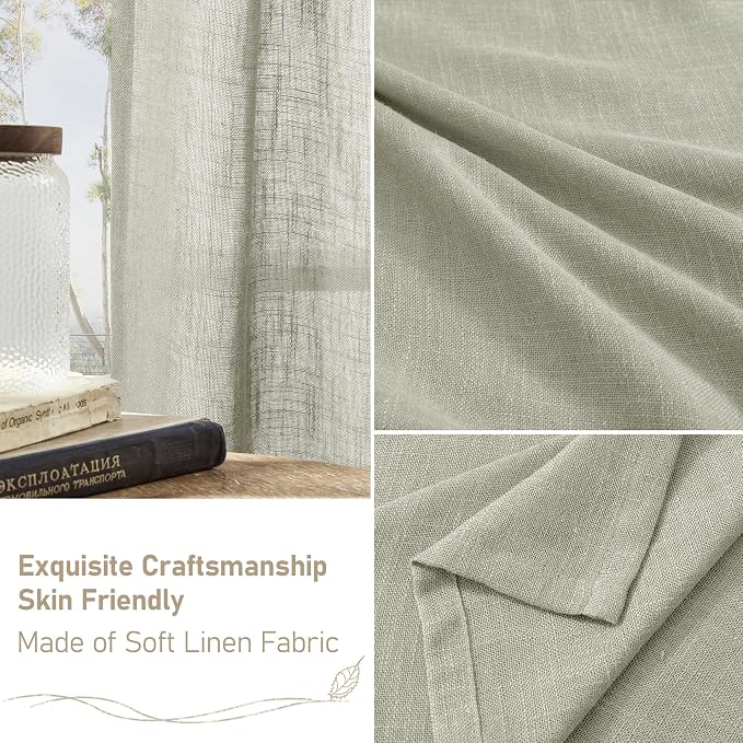 LAMIT Linen Semi Sheer Curtains 96 inches Long 2 Panels Set, Light Filtering - Image 6