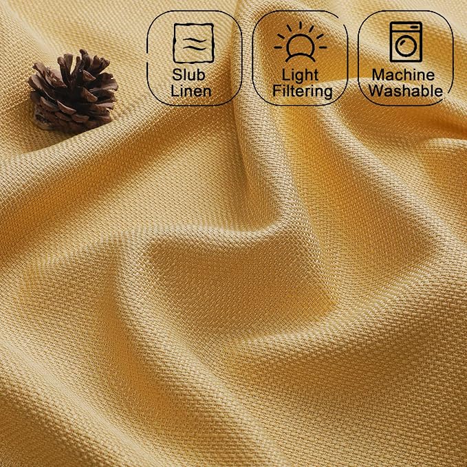 Chyhomenyc Gold Valance for Windows, Light Filtering Faux Linen Solid Short - Image 3