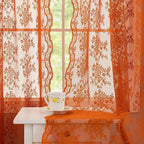 YJ YANJUN Vintage Lace Curtains 72 Inches Long-Rustic Floral Pattern Burnt by YJYANJUN