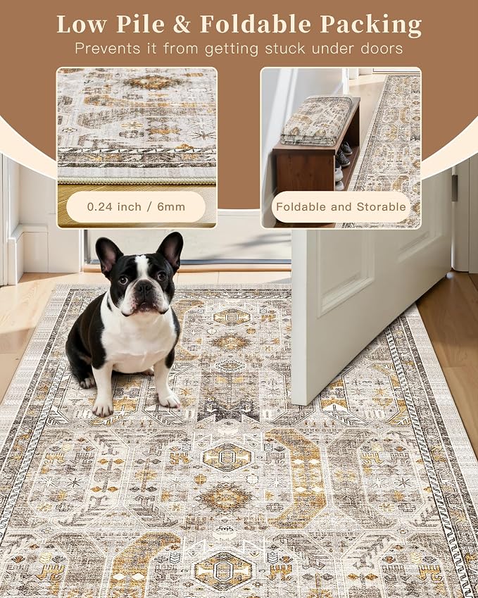 Madane Runner Rug 2'6''x8' Kitchen Runner, Hallway Runner Printed Vintage - Image 6