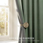 RYB HOME Forest Green 100% Blackout Linen Curtains 96 Length 52 Width, Privacy - Image 6