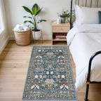 4x6 Living Room Area Rugs: Washable Boho Bedside Rugs Non Slip Low Pile Floral - Image 2