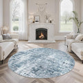 6x6 Blue/Grey Round Rug 6ft Living Room Circle Rug Vintage Round Area Rug Non by Soalmost