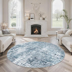 6x6 Blue/Grey Round Rug 6ft Living Room Circle Rug Vintage Round Area Rug Non by Soalmost
