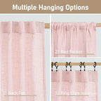 LAMIT 95 Inches Long Pink Linen Curtains - Image 3