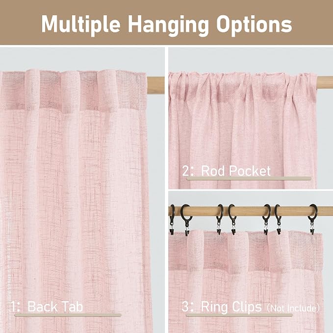 LAMIT Linen Curtains for Living Room 84 inch Length 2 Panels, Light Filtering - Image 3