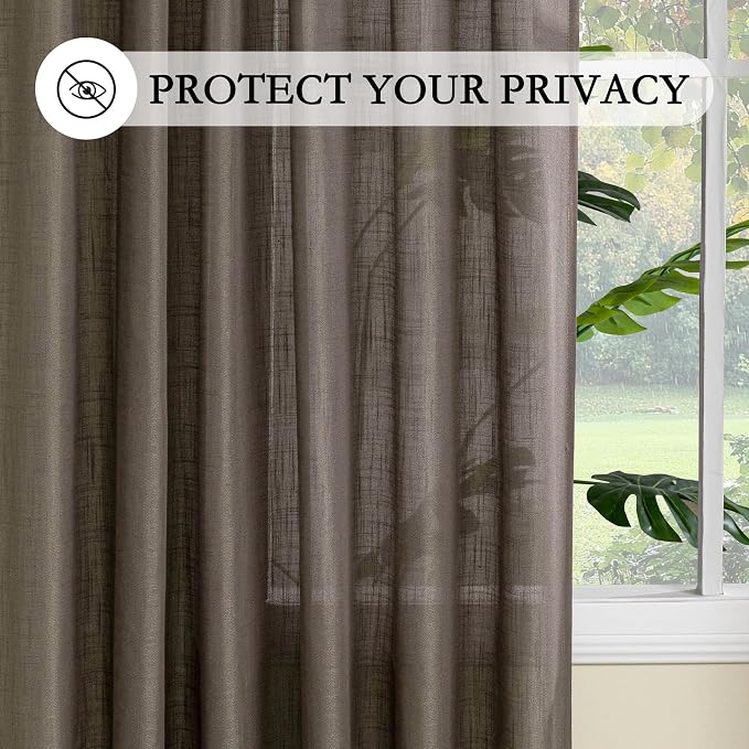 MYSKY HOME Dark Brown Curtains for Beroom Liivng Room 84 Inch Length 2 Panels - Image 6