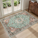 2x3 Area Rugs Living Room Rug: Washable Vintage Distressed Floral Rug No Slip by EXPEDIX