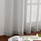 NICETOWN Semi Sheer Grey Curtains 84 inches Long, Grommet Linen Weave Semi - Image 6