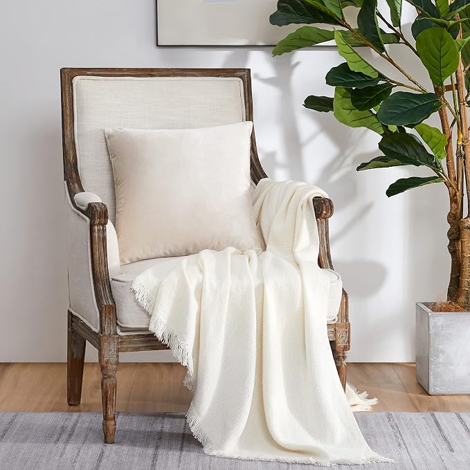 GIGIZAZA Beige Velvet Pillow Covers: Pack of 2 Throw Pillows Soft Solid Covers - Image 8