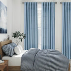 Linen Blue Curtains 108 inch Extra Long - Image 2