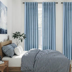 Blue Linen Textured 96 Inch Curtains 2 Panel Set Back Tab Rod Pocket Sheer - Image 7
