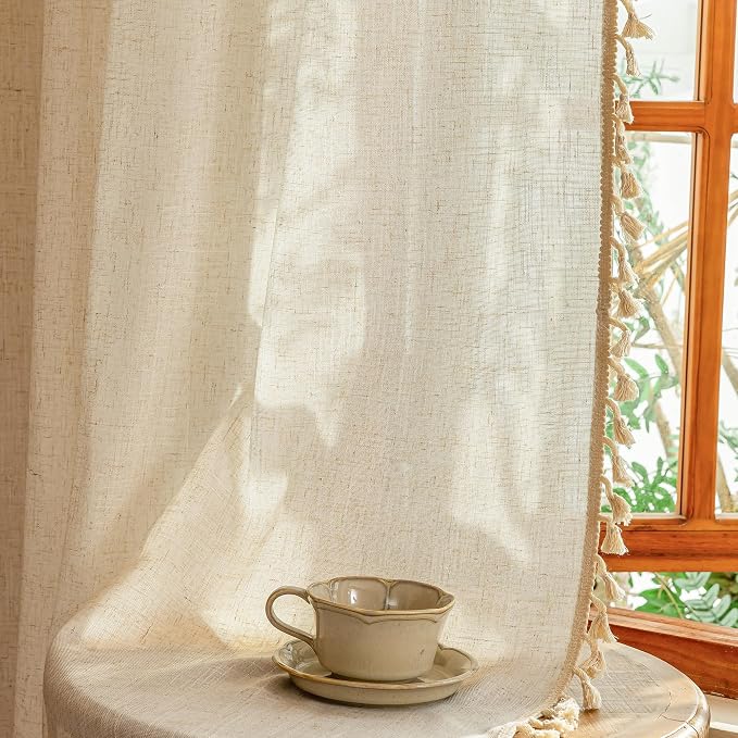 MYSKY HOME Linen Tassels Curtains - Image 7