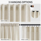 Nanspring Vanilla Linen Curtains 96 Inches Long - Image 2