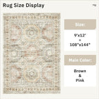 9x12 Area Rugs for Living Room, Non Slip Machine Washable Vintage Rugs - Image 3