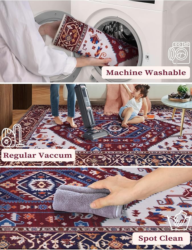 SERISSA Runner Rug for Hallways, Extra Long Boho Rug Ultra Soft Vintage - Image 3