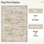 3x5 Rug, Small Area for Kitchen, Machine Washable Non-Slip Throw Rug, Vintage - Image 5