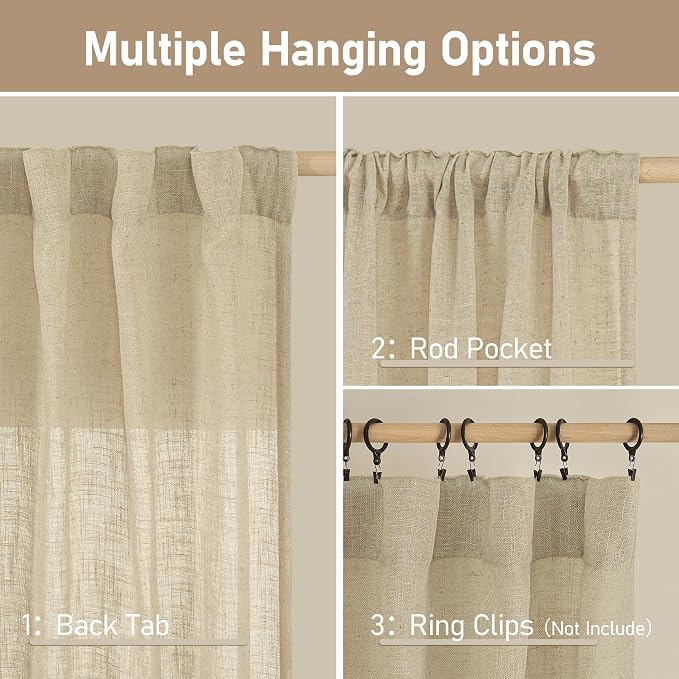 LAMIT Linen Curtains 84 inch Length - Image 3