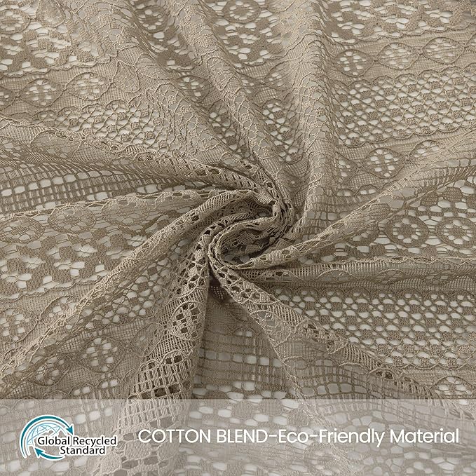 WAZZIO Boho Lace Curtains 84 Inches 2 Panel, Light Filtering Privacy Tassel & - Image 2