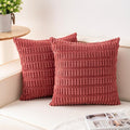 Pack of 2 Corduroy Decorative Throw Pillow Covers 22x22 Inch Soft Striped by Unknown