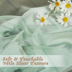 NICETOWN Sage Green Sheer Curtains 90 inch Long 2 Panels Set, Grommet Voile - Image 3