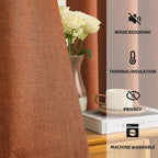 Yakamok Burnt Orange Linen Curtains 100% Blackout 96 Inches Long, Room - Image 5
