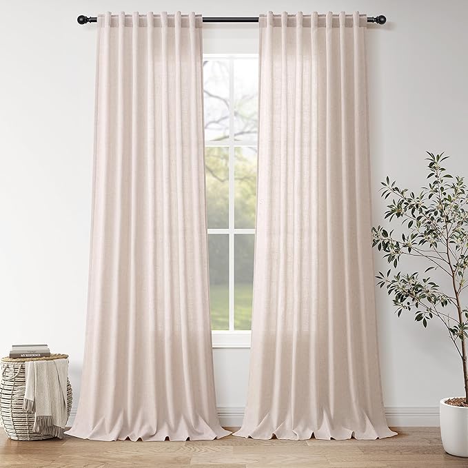 Nanspring Natural White Linen Curtains 96 Inches Long by Nanspring