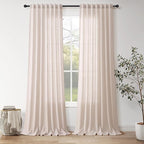 Nanspring Natural White Linen Curtains 108 Inches Long by Nanspring