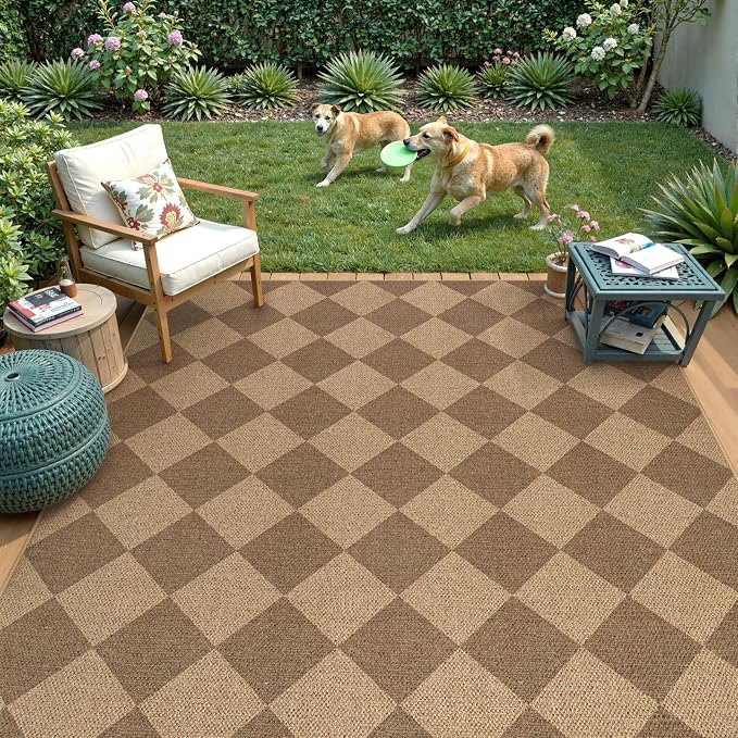 Lahome Checkered Easy Jute Indoor Outdoor Rug, 5x7 Area Rugs - Image 2