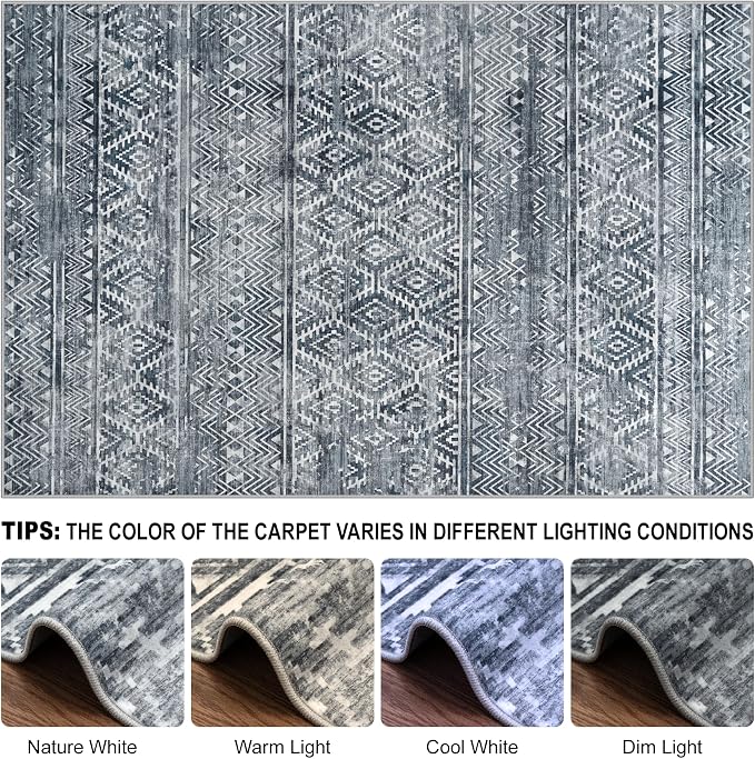 8x10 Area Rugs Washable Rug: Anti-Skid Abstract Modern Living Room Rug Soft - Image 8