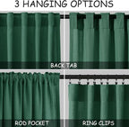 Dark Green Linen Curtains 102 Inches Long Rod Pocket Back Tab Drapes 2 Panels - Image 2
