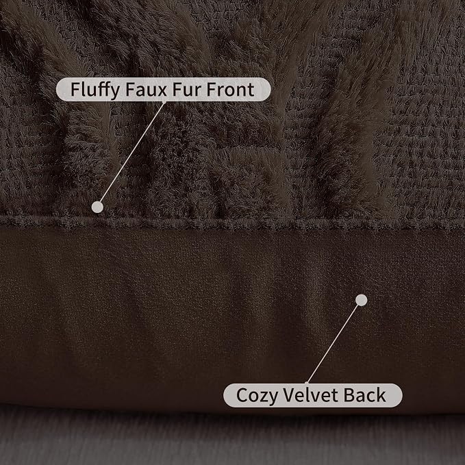 decorUhome Throw Pillow Covers 12x20 Inch Set of 2, Soft Plush Faux Wool Dark - Image 6