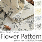 jinchan Floral Curtains 96 Inches Long Black Flower Linen Farmhouse Curtain - Image 4
