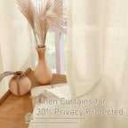 LAMIT 102 inches Long Sheer Linen Curtains, Linen Textured Light Filtering Semi - Image 4