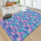 Tie-Dye Purple Rainbow Soft Shaggy Fluffy Rug - Image 5