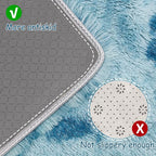Super Soft Fluffy Living Room Area Rug 3x10 ft Tie-Dyed Light Blue Shaggy Furry - Image 3