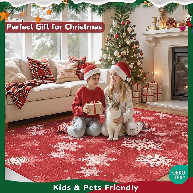 2x3 Christmas Doormat for Entryway, Washable Christmas Rugs Bathroom，Snowflake - Image 6