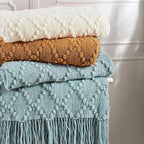 BOURINA Aqua Throw Blanket 50 x70 Inches Jacquard Argyle Throw Textured Solid - Image 7