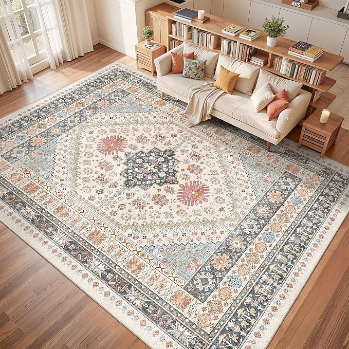 Washable Rugs 8x10 Area Rugs for Living Room, Non-Slip Backing Large Rug for by Restydon
