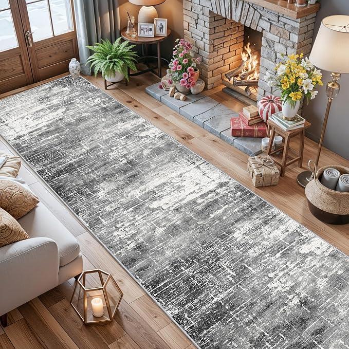 Abstract 14ft Long Runner Rug: Non-Slip Washable Rug Runner Low-Pile Soft - Image 4