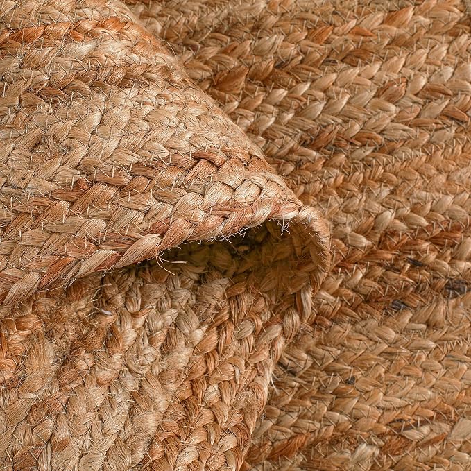 Hausattire Hand Woven Jute Braided Rug, 6’ Round – Natural, Reversible Boho - Image 5