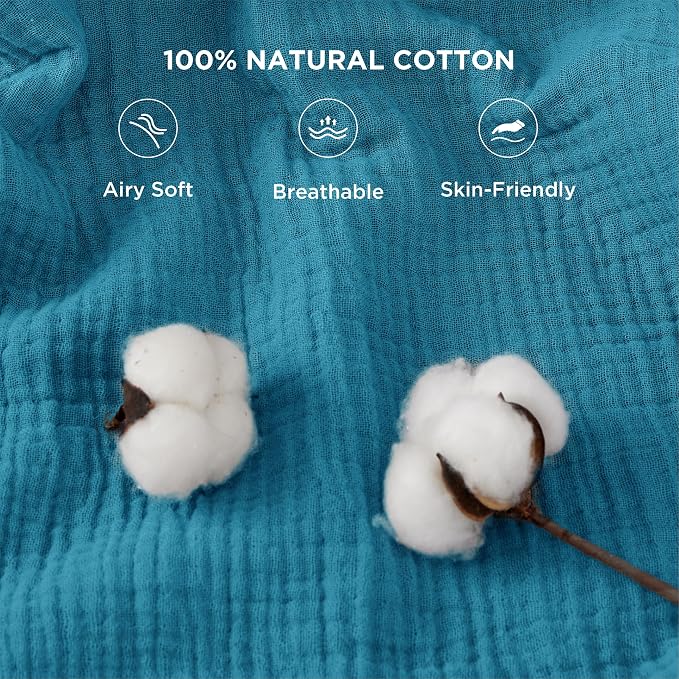 Bedsure 100% Cotton Muslin Throw Blanket Large 50x70 Inches - Image 3