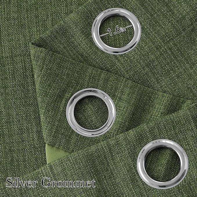 NICETOWN Faux Linen Froest Green Blackout Curtains 84 inches Long - Image 2