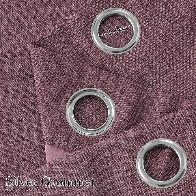 NICETOWN Faux Linen Greyish Purple Blackout Curtains 84 inches Long - Image 2