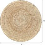 Hausattire Hand Woven Jute Braided Rug, 4’ Round – Natural, Reversible Boho - Image 2